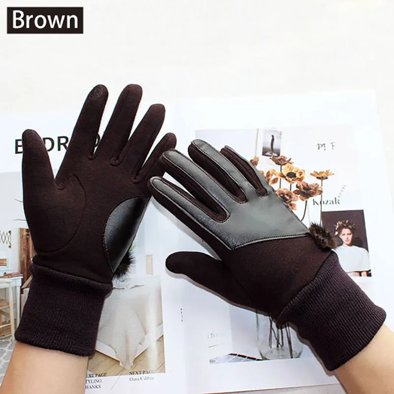 Top Trends: Winter Warm Cotton Knitted Driving Gloves Women's Fashion Touch Screen New Threaded Sleeves Windproof And Cold-Proof Finger Shoppable Styles - Image 6