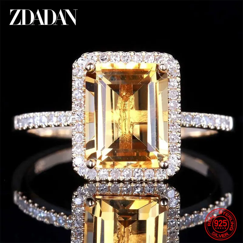 Top Trends: ZDADAN 925 Sterling Silver Fashion Square Gemstone Ring For Women Wedding Jewelry Gift Shoppable Styles