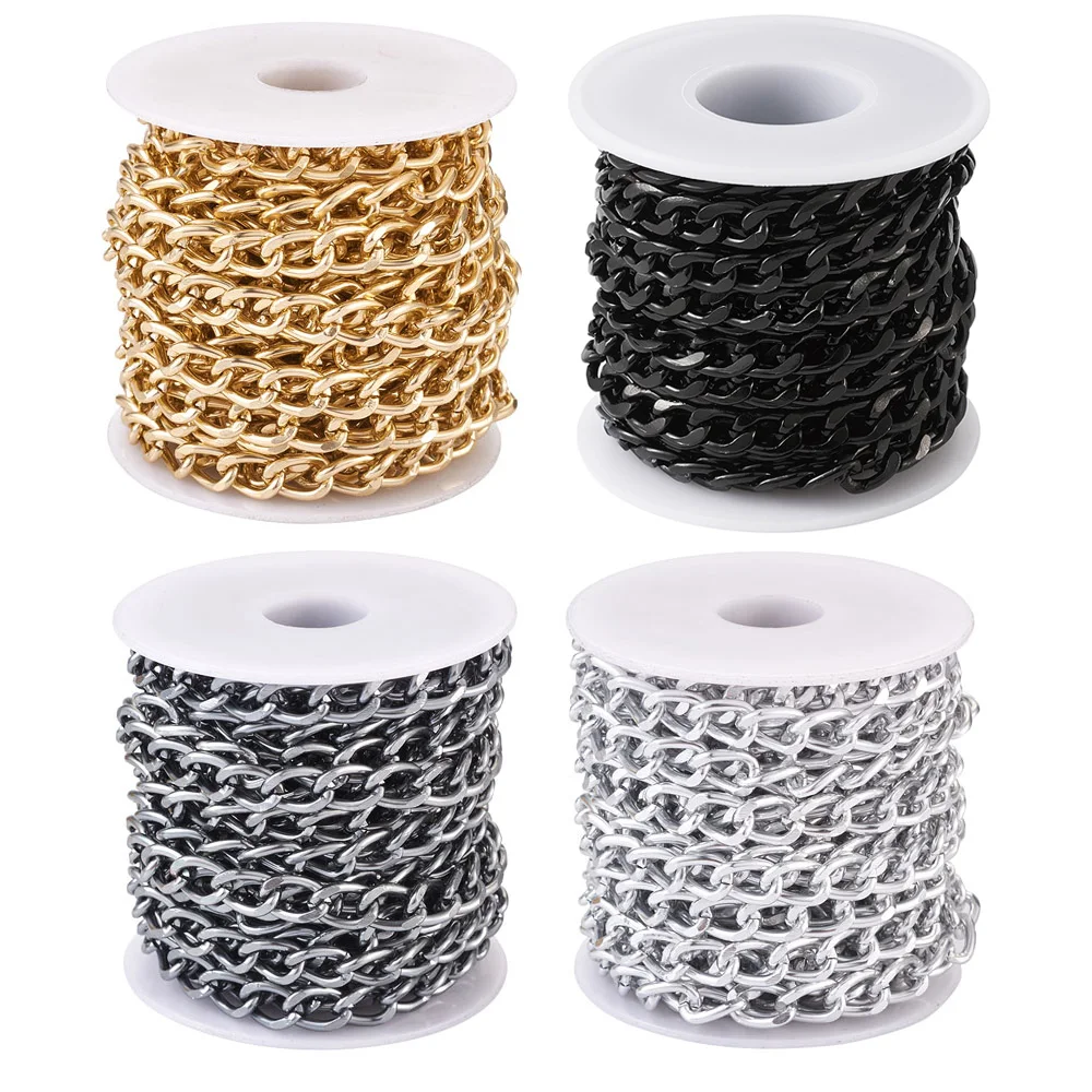 Top Trends: 5m Metal Black Chain Roll Aluminum Curb Chains Unwelded Twisted Link Chain For Bracelet Necklace Chain Jewelry Making With Spool Shoppable Styles