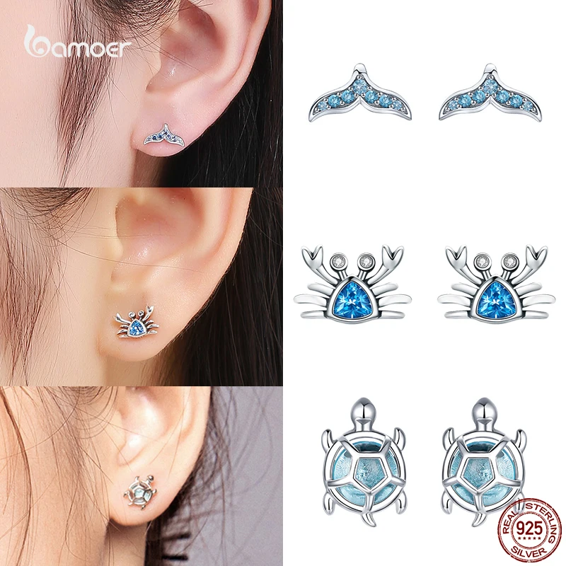 Top Trends: Bamoer Real 925 Sterling Silver Butterfly Animal Flower Ear Studs For Women Exquisite Party Earrings For Girl Original Design Shoppable Styles - Image 5