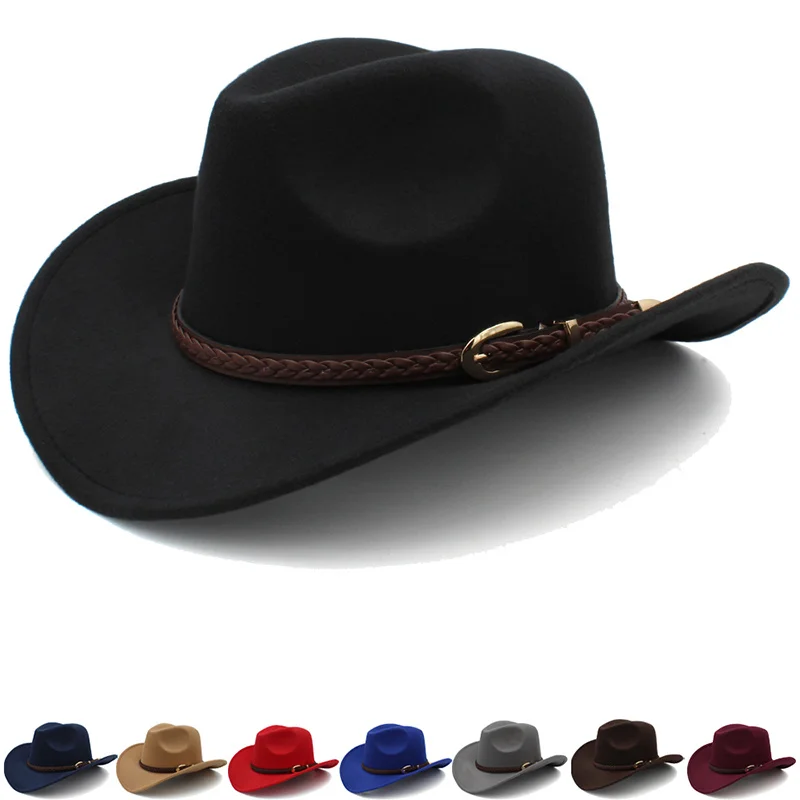 Top Trends: Woollen Coffee Belt Men's And Women's Warm Western Cowboy Hat In Autumn And Winter Shoppable Styles