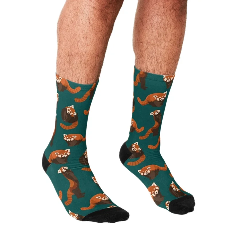 Top Trends: Funny Men&#039;s Socks Red Panda Green Pattern Printed Hip Hop Men Happy Socks Cute Boys Street Style Crazy Socks For Men Shoppable Styles