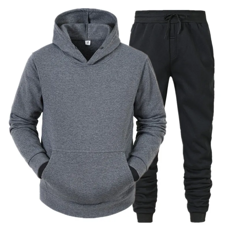 Top Trends: Men's Sets Hoodies+ Pants Fleece Tracksuits Solid Pullovers Jackets Sweatershirts Sweatpants Hooded Streetwear Outfits Shoppable Styles