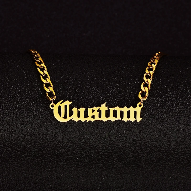 Top Trends: Personalized Custom Name Necklace Pendant Gold Color 4mm NK Chain Customized Nameplate Necklaces For Women Men Handmade Gifts Shoppable Styles - Image 2