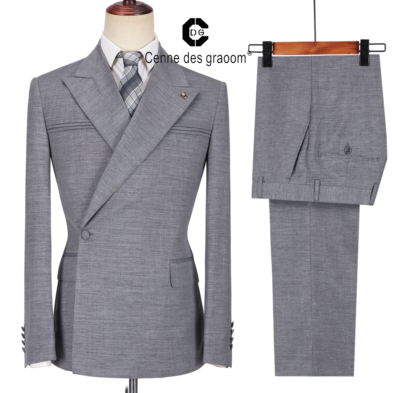 Top Trends: Cenne Des Graoom Men's Suits One Button Double Breasted Tailor-Made Blazers Pants Business Causal Party Singer Groom Wedding A12 Shoppable Styles