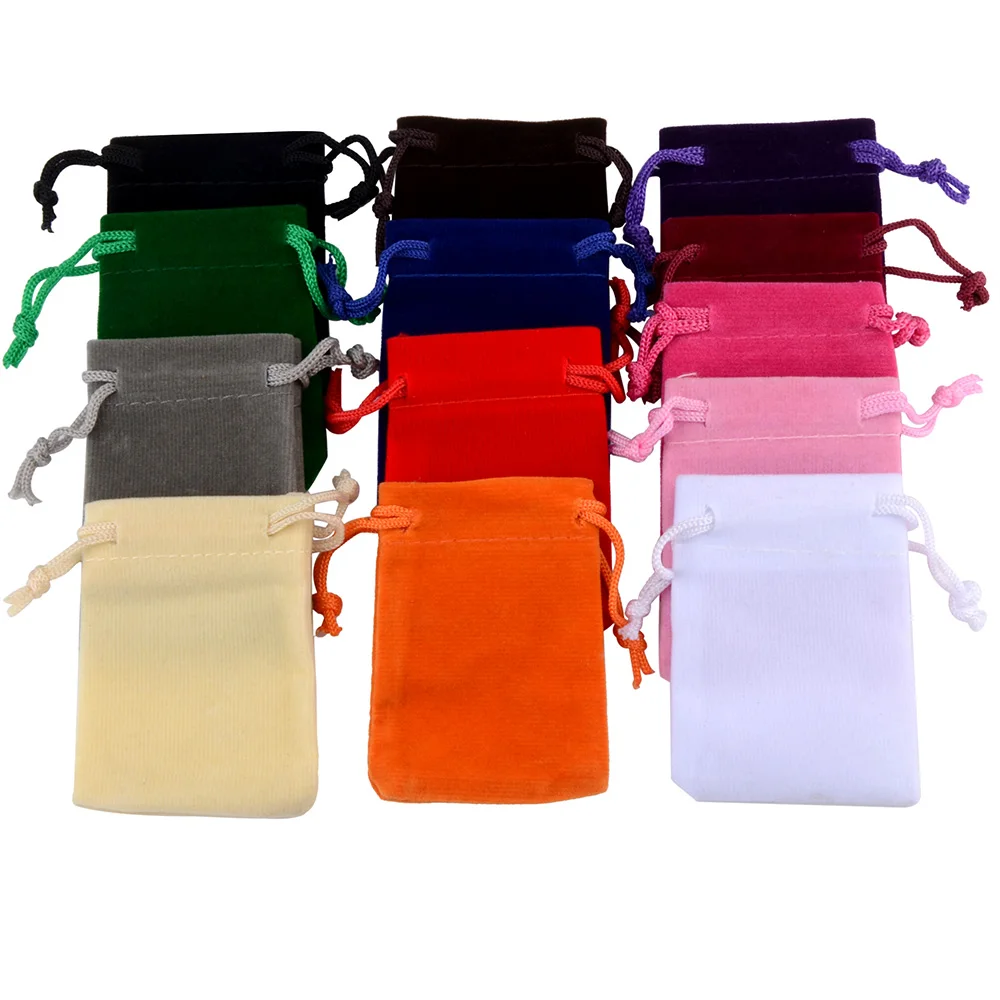 Top Trends: 10pcs / lot 5*7cm Colorful Small Velvet Pouches Jewelry Packaging Display Drawstring Packing Gift Bags &amp; Pouches Shoppable Styles