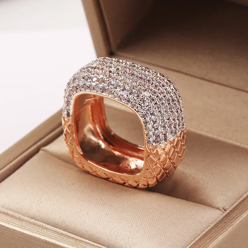 Top Trends: HOYON 14K Rose Gold Ring For Women&#039;s Jewelry Exquisite Anillos De Wedding Bizuteria Hip Hop Square Natural Diamond Ring For Men Shoppable Styles