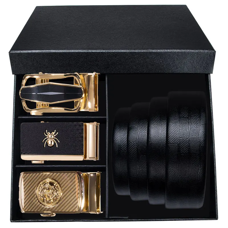 Top Trends: DiBanGu Famous Brand Box Belt Men Gift High Quality Cowhide Genuine Leather Men's Belt Fashion Gold Buckle Design Belt Automatic Shoppable Styles