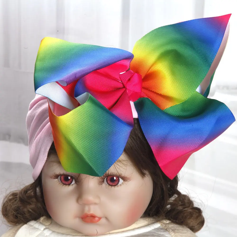 Top Trends: 8inch Bows Nylon Headbands For Baby Girls Kids Soft Bows Knot Turban Hair Bands Baby Hair Accessories Children Headwear Shoppable Styles - Image 6