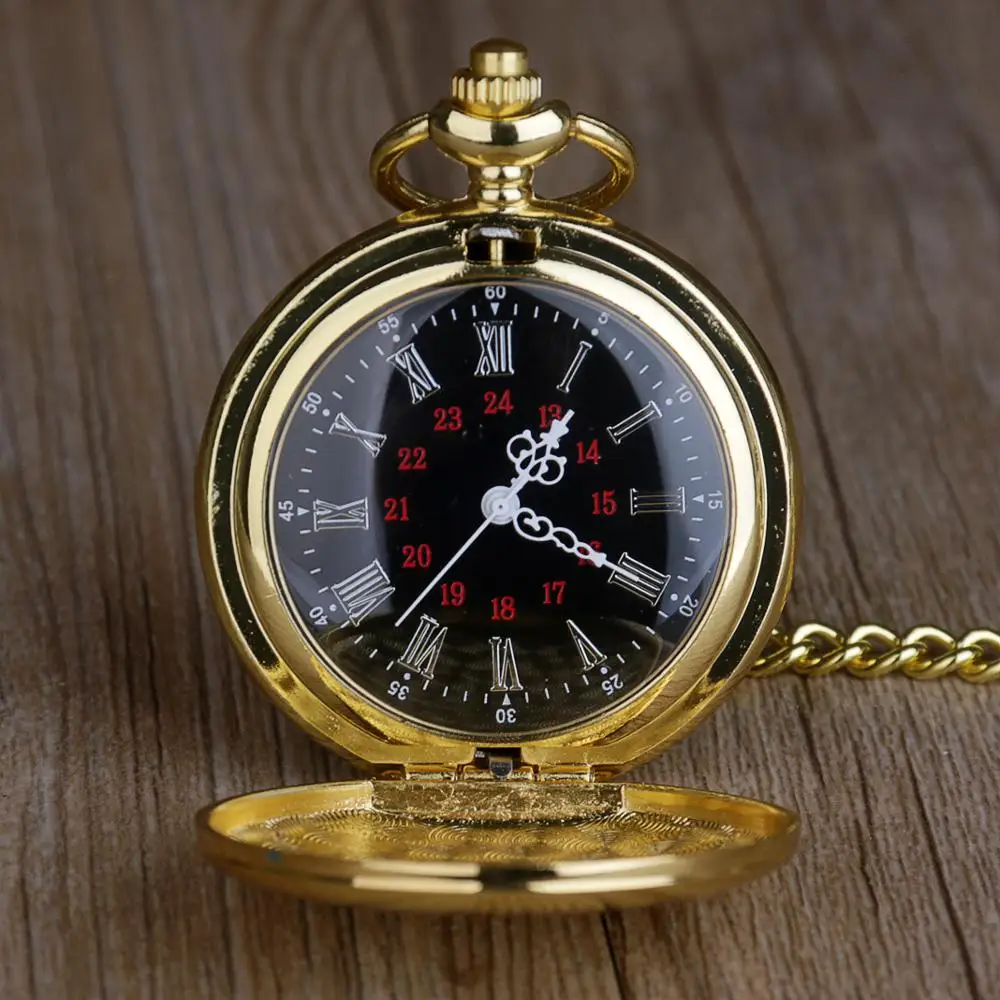 Top Trends: Gold Quartz Pocket Watch Fashion Steampunk Roman Numbers Display Men Women Gifts With Chain Reloj De Bolsillo Shoppable Styles