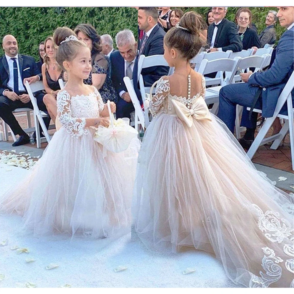 Top Trends: Lovely Kids Flower Girl Dresses For Wedding Long Sleeves Ball Gown White Bridesmaid Dress Girls Wedding Party Flower Girl Dress Shoppable Styles