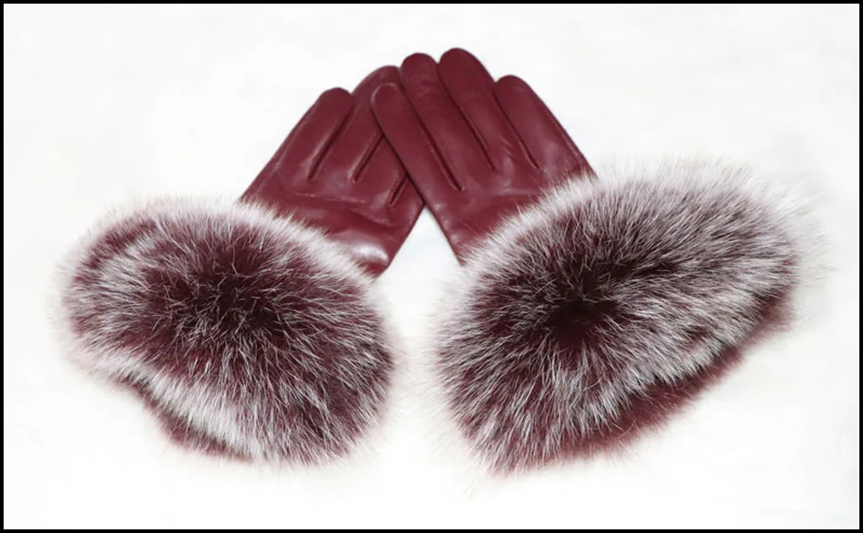 Top Trends: High-grade Women's Leather Gloves Sheepskin Winter Warm Plus Velvet Thick Cuffs Big Fox Fur Fur Gloves Touch Screen Gloves 2023 Shoppable Styles - Image 5