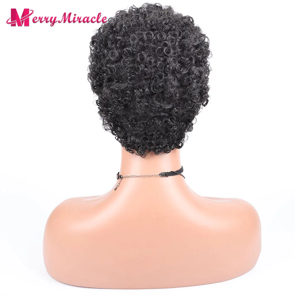 Top Trends: Short Pixie Cut Synthetic Hair Wigs For Women Afro Curly Synthetic Full Wigs With Thin Hair African American Hairstyles Wigs Shoppable Styles - Image 2