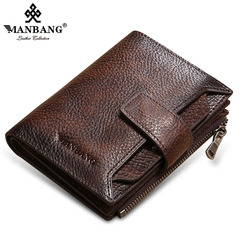 Top Trends: ManBang 2022 New 100% Genuine Leather Men Wallet Coin Purse Small Card Holder Male Wallet Pocket Short Wallet Shoppable Styles