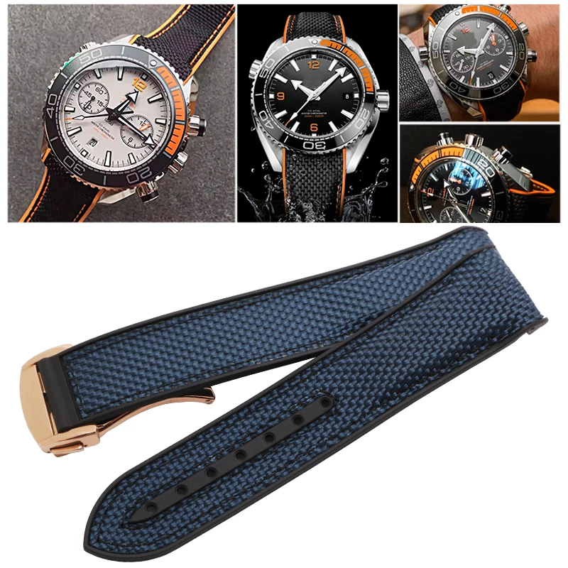 Top Trends: Watch Bracelet For Omega 300 SEAMASTER 600 PLANET OCEAN Folding Buckle Silicone Nylon Strap Watch Accessories Watch Band Chain Shoppable Styles - Image 5