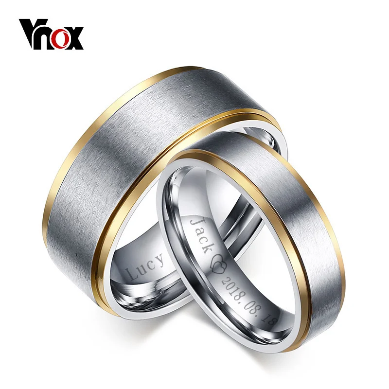 Top Trends: Vnox Elegant Customize Couple Rings For Women Men 6mm / 8mm Wedding Bands Jewelry Stainless Steel Lovers Gift Shoppable Styles