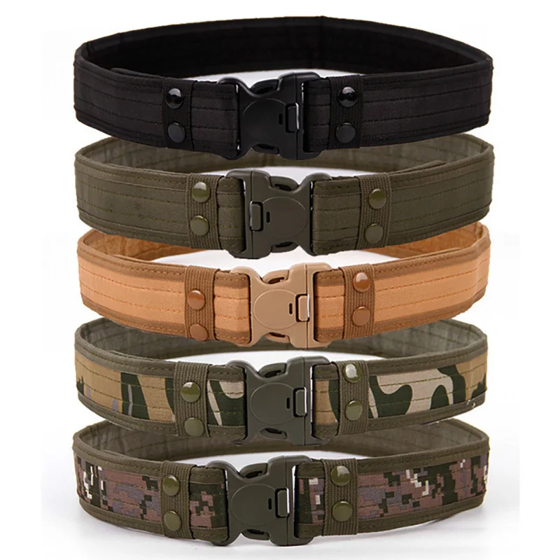 Top Trends: Quick Release Tactical Belt New Army Style Combat Belts Fashion Men Canvas Waistbands Man Outdoor Hunting Camouflage 130cm Shoppable Styles