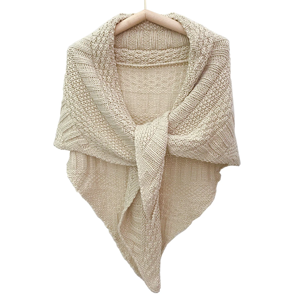 Top Trends: Solid Winter Triangle Scarf Women Knitted Shawl Wraps Large Warm Neckerchief Blanket Female Pashmina Ponchos Tippet For Ladies Shoppable Styles