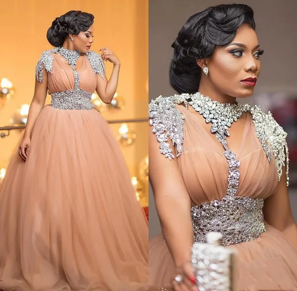 Top Trends: Luxury African Evening Dress 2022 Plus Size A Line Tulle Crystal Prom Dresss For Black Girls Women Engagement Dinner Party Dress Shoppable Styles