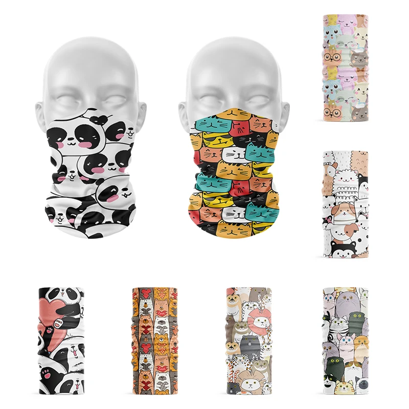 Top Trends: 3D Printed Summer Women Ring Scarf Funny Cartoon Bear Kitten Hijab Scarf Animal Headdress Cycling Face Head Wrap Cover Bandana Shoppable Styles