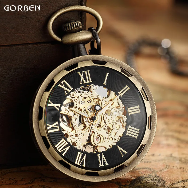 Top Trends: Steampunk Mechanical Pocket Watches Antique Man Women Men Watch Pocket Fob Watches With Chain Relogio Masculino Shoppable Styles