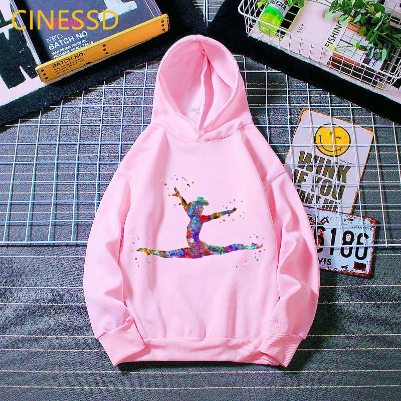 Top Trends: Watercolor Gymnastics Art Print Sweatshirts Girls GYM Lover Birthday Gift Pink Top Thick Clothes Kids Custom Hooodie Wholesale Shoppable Styles - Image 2