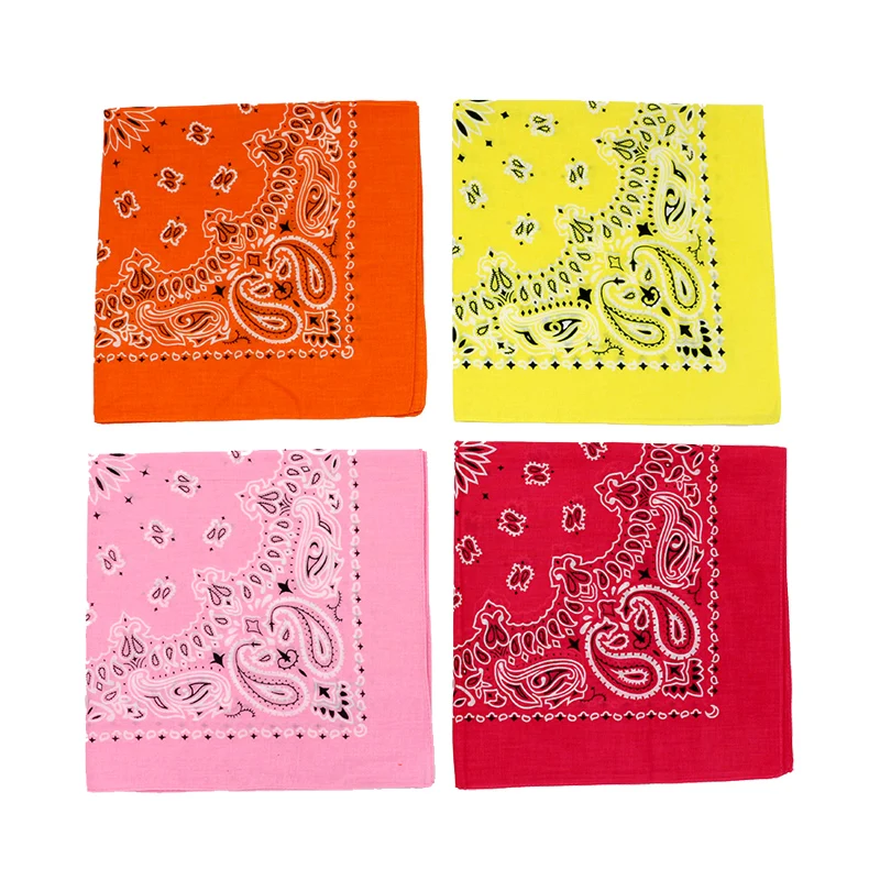 Top Trends: Bright Spring Summer Color Paisley Headscarves Cotton Bandana For Women Girl Heawear Pink Rose Yellow Orange Hair Bands Shoppable Styles