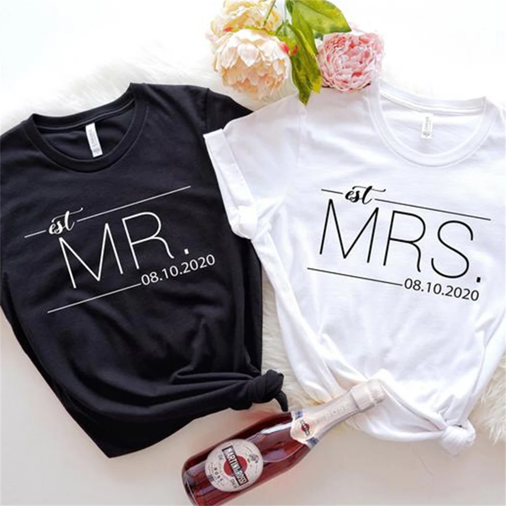 Top Trends: MR MRS Shirts Women Valentine Lover Stylish T-shirt Aesthetic Streetwear Fashion Tshirt Girl Tops H7HE Shoppable Styles