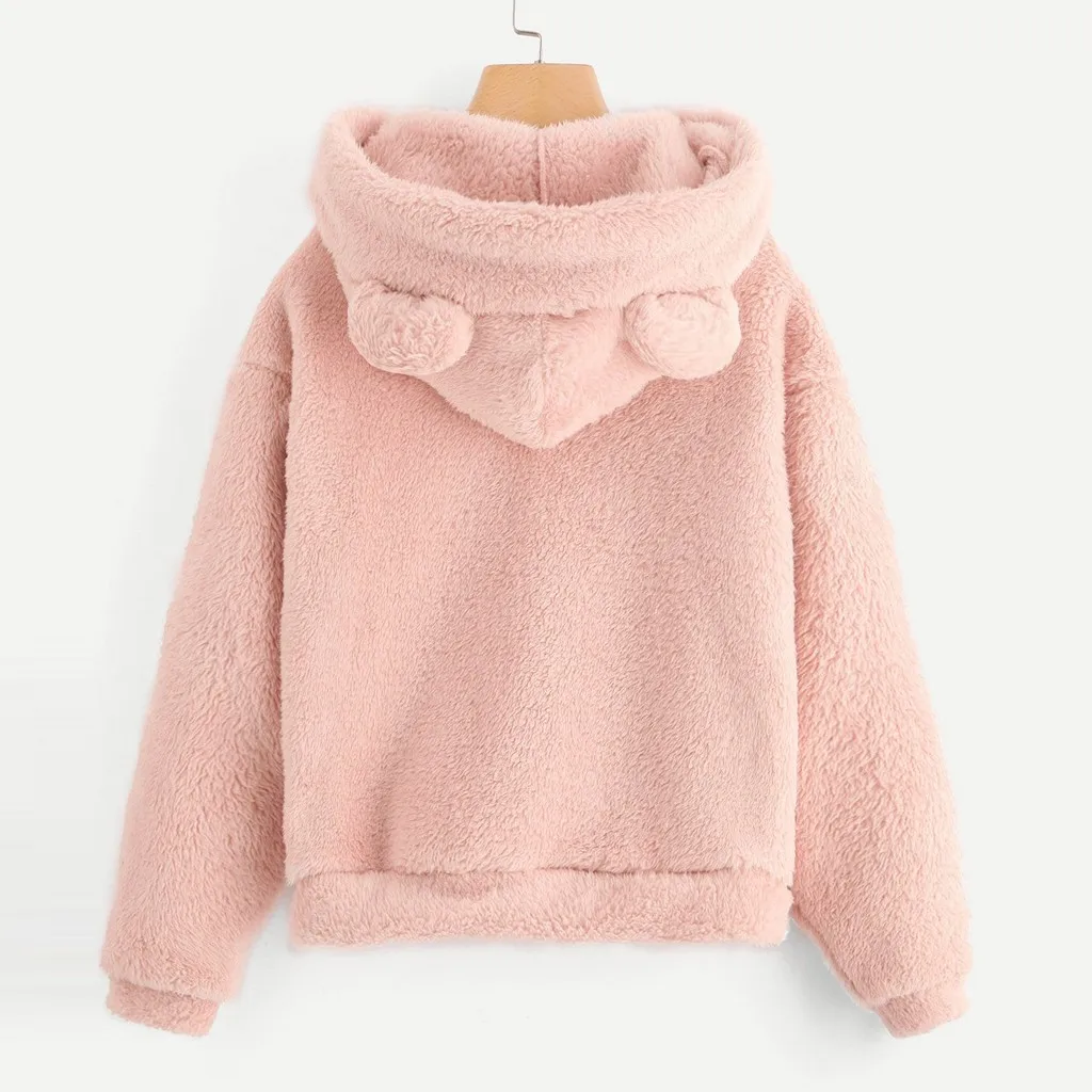 Top Trends: Fluffy Hoodies Women Kawaii Sweatshirt Cute Bear Ear Cap Autumn Winter Warm Pullover Long Sleeve Outwear Fleece Coat Moletom New Shoppable Styles