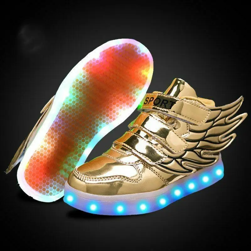 Top Trends: JawayKids Children Glowing Shoes With Wings For Boys And Girls LED Sneakers With Fur Inside Shoe For Fun USB Rechargeable Shoes Shoppable Styles