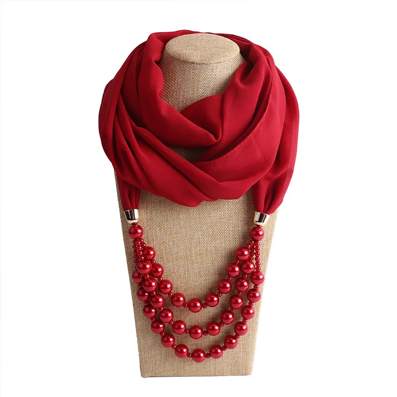 Top Trends: Women Shawl Hijabs Pendant Necklace Scarf Women Solid Color Shawls Jewelry Scarf Female Stole Beach Trip Accessories Scarves Shoppable Styles