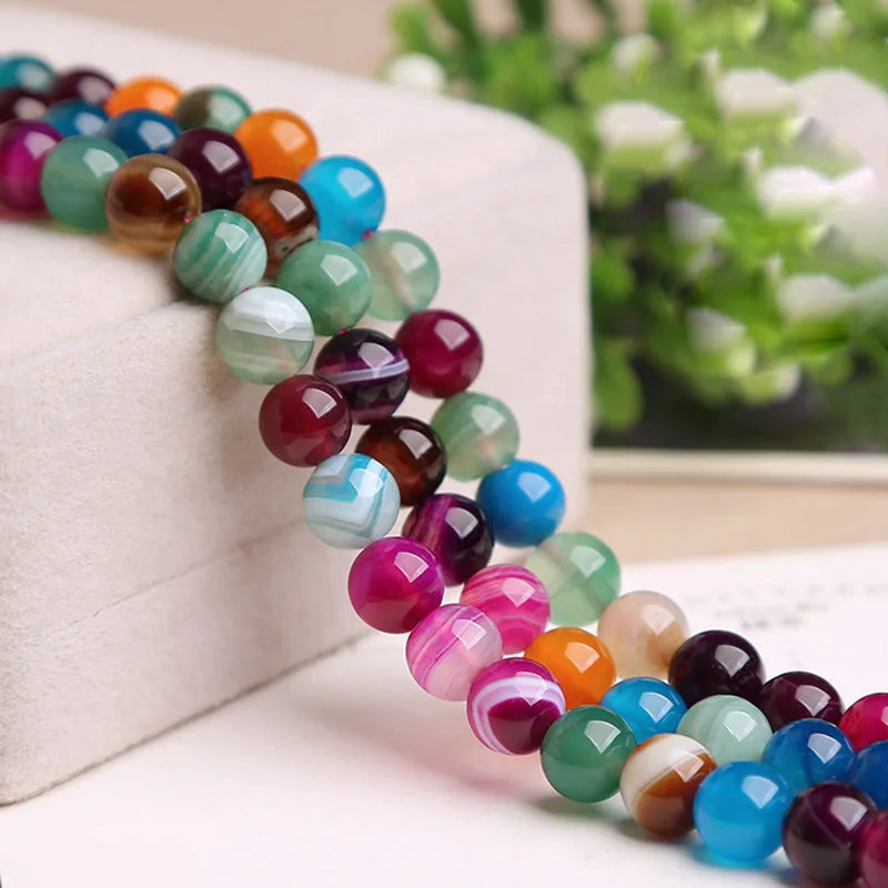 Top Trends: Natural Agate Stone Round Colorful 4mm 6mm 8mm 10mm 12mm Loose Beads For Jewelry Making Bracelet DIY Crafts Findings Shoppable Styles