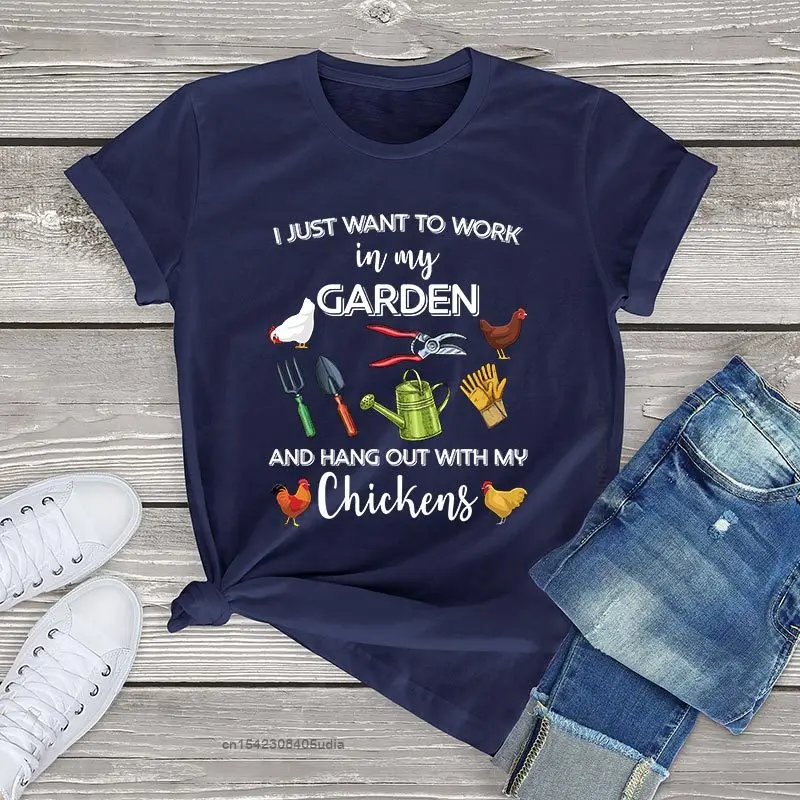 Top Trends: I Just Want To Work In My Garden And Hang Out With Chickens Graphic Women's Tshirts Farmer Unisex T Shirt Men Women Kawaii Tops Shoppable Styles