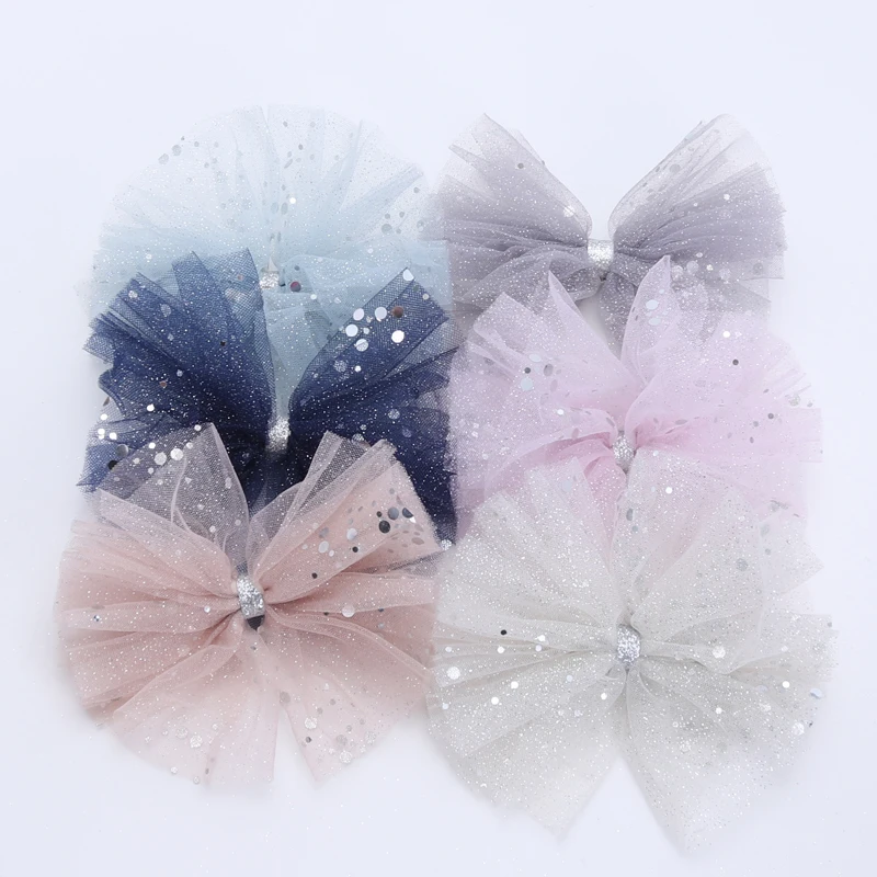 Top Trends: 2 Piece Girls Big Size Glitter Gauze Mesh Hair Clip Cute Baby Hairpin Girls Princess Hair Barrette Bows Accessories Shoppable Styles