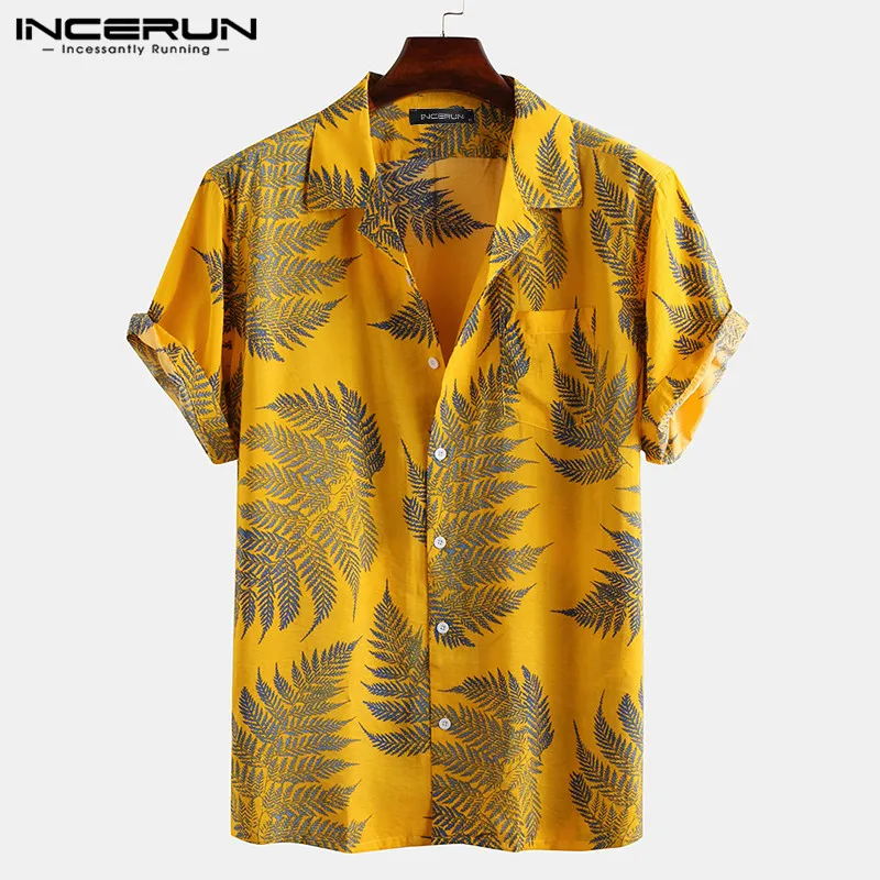 Top Trends: INCERUN Men Short Sleeve Lapel Printed Shirt Tropical Leaf Pattern Floral Shirt Casual Summer Hawaiian Holiday Camisa Tops S-5XL Shoppable Styles