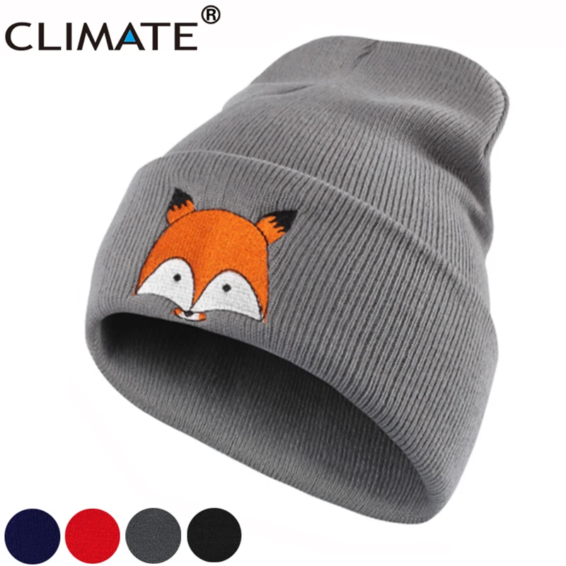 Top Trends: CLIMATE Women Fox Beanie Winter Warm Hat Cap New Cute Fox Lovely Skulls Knitted Hat For Adult Teenagers Boy Girls Women Shoppable Styles