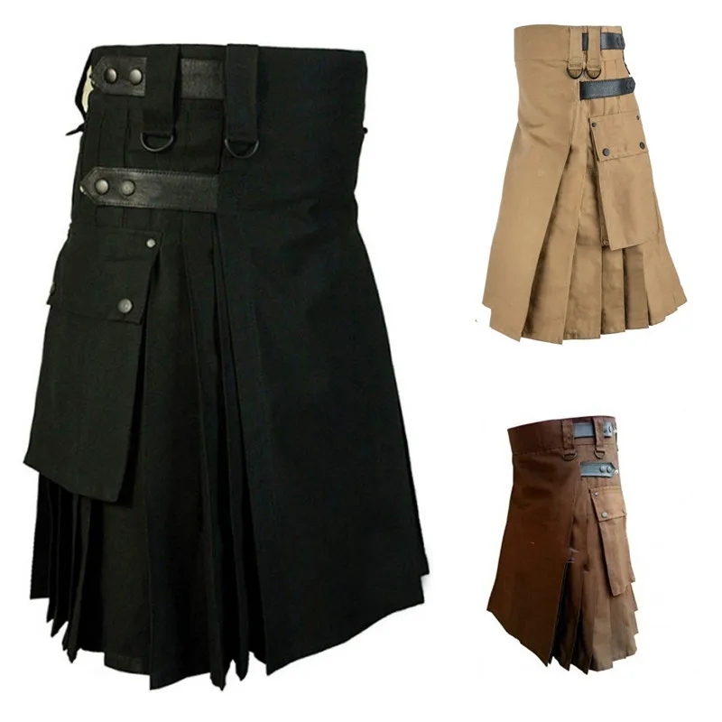 Top Trends: Fashion Scottish Men Adult Traditional Kilt Medieval Metal Vintage Gothic Punk Pleated Skirt Halloween Carnival Cosplay Costumes Shoppable Styles