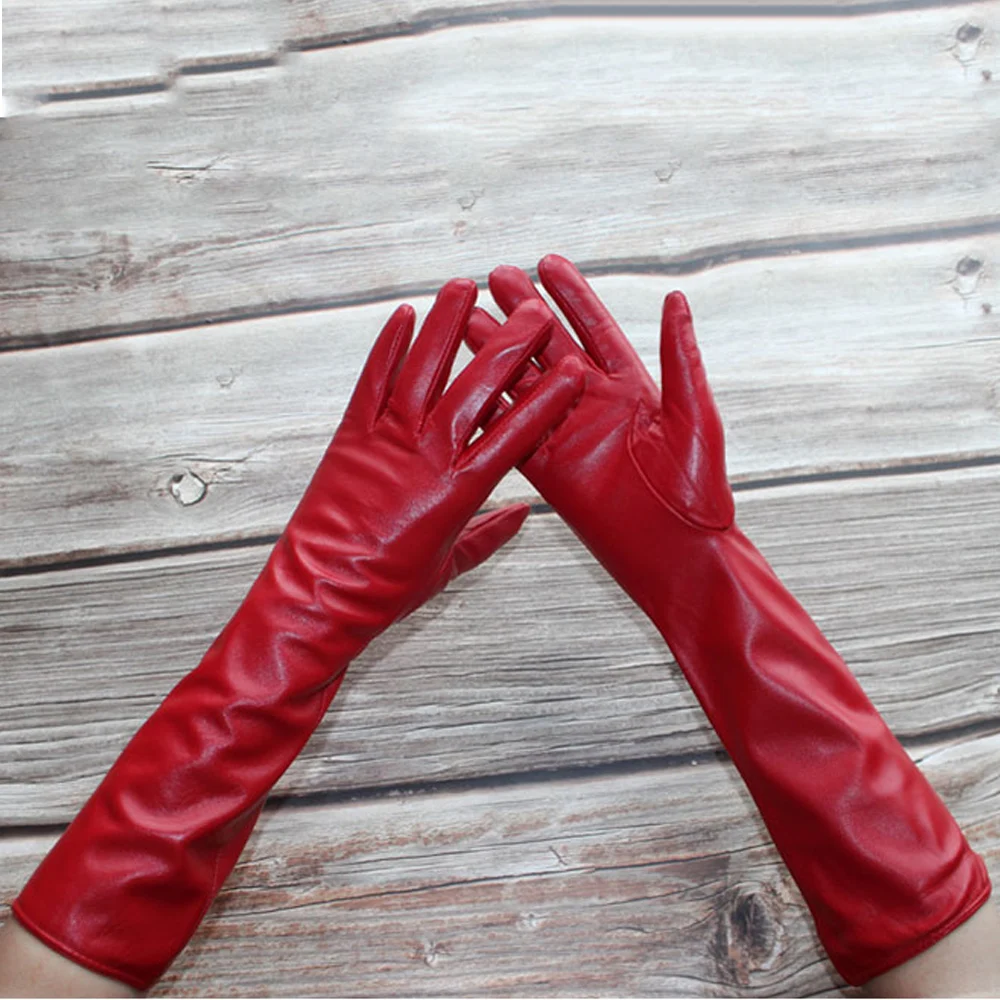 Top Trends: Women New Long Leather Gloves Straight Style Sheepskin Velvet Lining Warm Autumn And Winter Colour Gloves Shoppable Styles