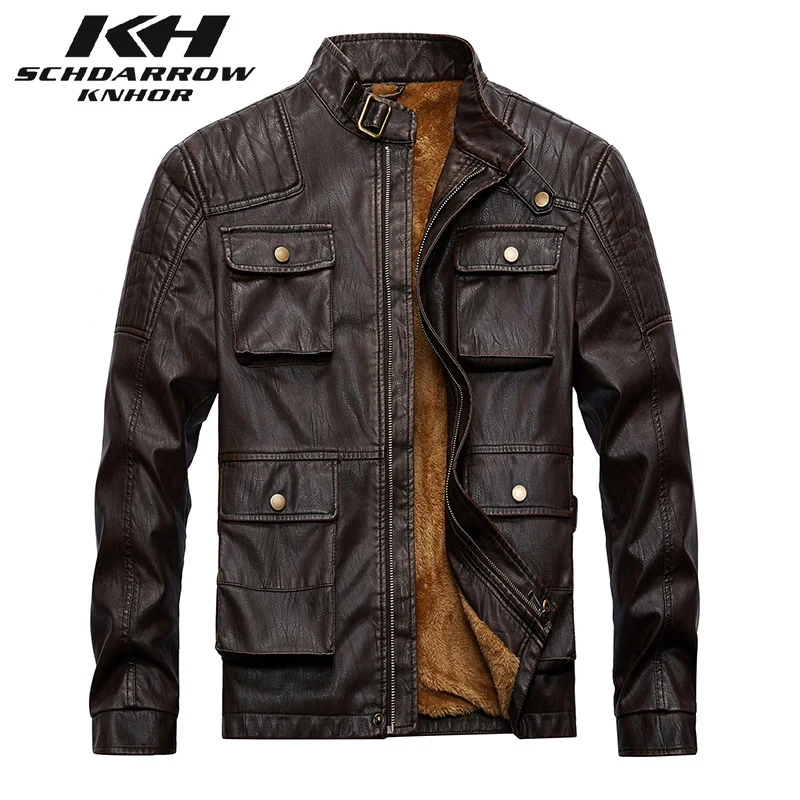 Top Trends: Mens Leather Jackets Men's Winter Warm Leather Jacket Men Casual Washed Motorcycle PU Leather Jacket Coat Vintage Outerwear Male Shoppable Styles