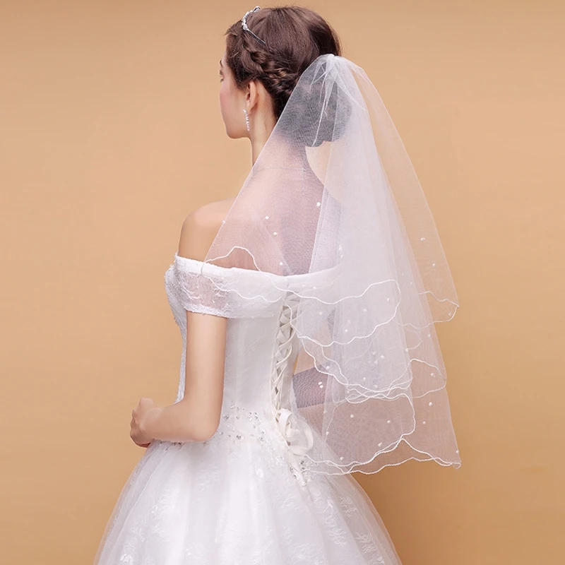 Top Trends: Pearl Wedding Dress Veil Layers Tulle Ribbon Edge Bridal Veils Women Accessories Shoppable Styles