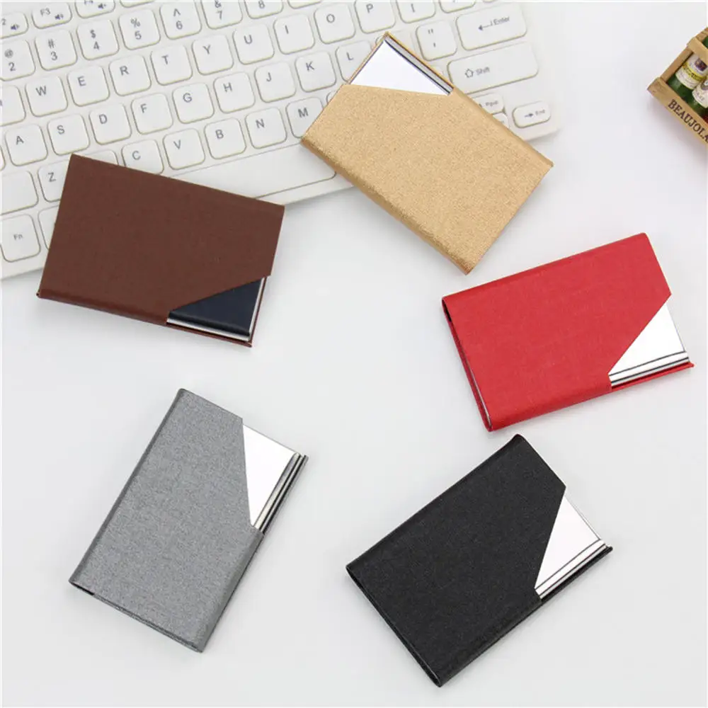 Top Trends: PU Leather Wallet Business ID Credit Card Holder For Women Men Metal Stainless Steel Card Holder Business Card Storage Case Shoppable Styles