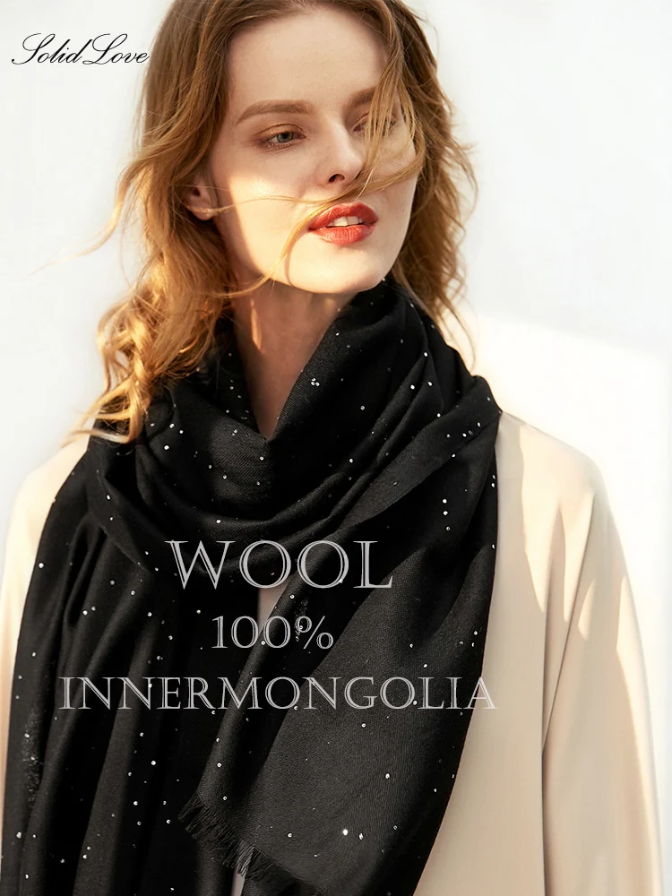 Top Trends: Designer Winter Warm Wool Scarf For Women / Lady Soft Wool Pashmina Shawls Flower Embroidery Cashmere Female Wraps Capes Foulard Shoppable Styles