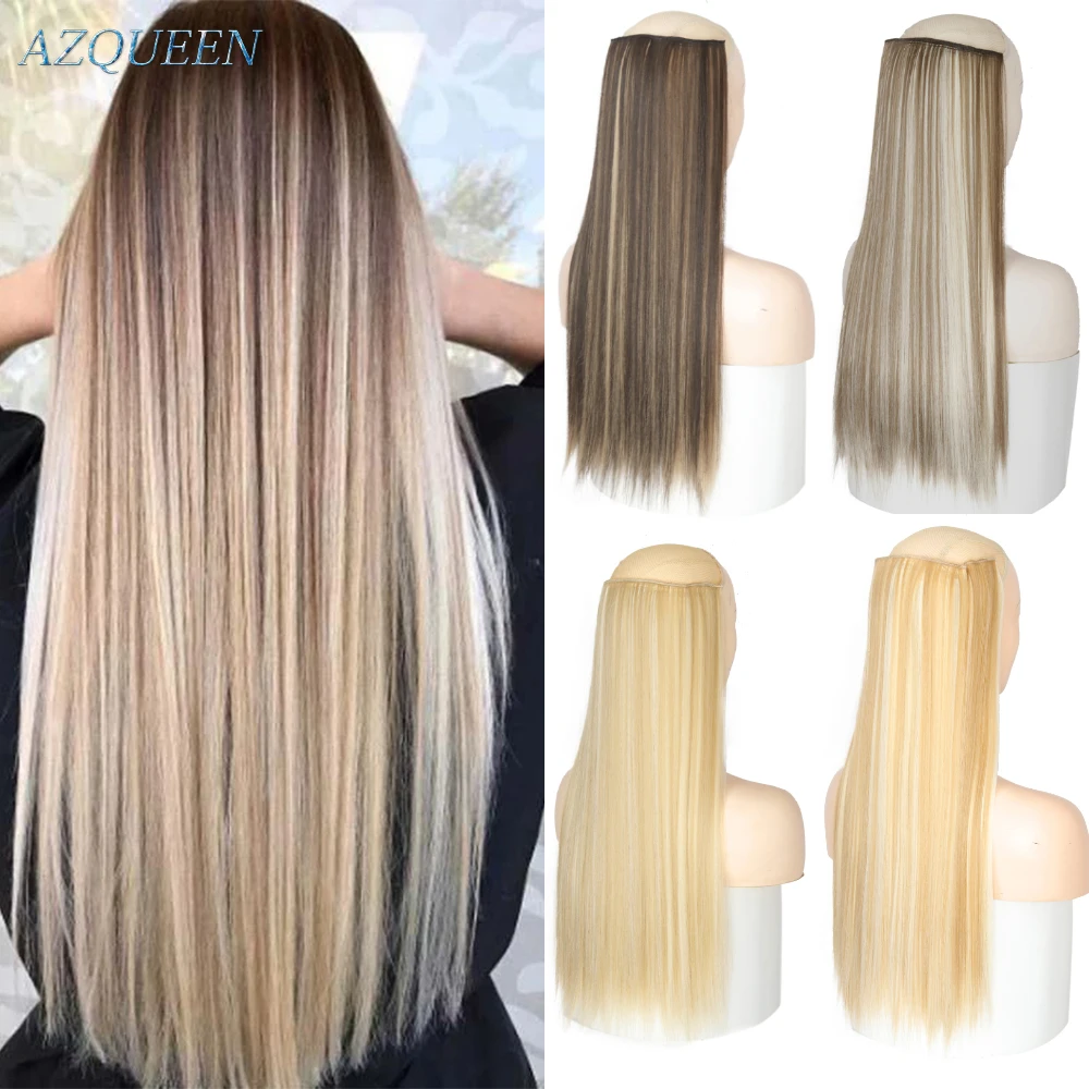 Top Trends: AZQUEN Synthetic 5 Clips Long Straight Hair Extensions Clips In High Temperature Fiber Black Brown Hairpiece Shoppable Styles