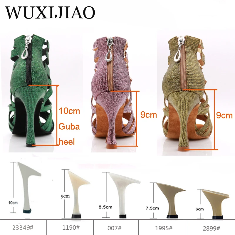 Top Trends: WUXIJIAO 2020 New Latin Dance Shoes Green Pink Gold Glitter Fabric Salsa Dance Shoes Women Ballroom Dance Boots Cuba Dance Shoes Shoppable Styles - Image 6