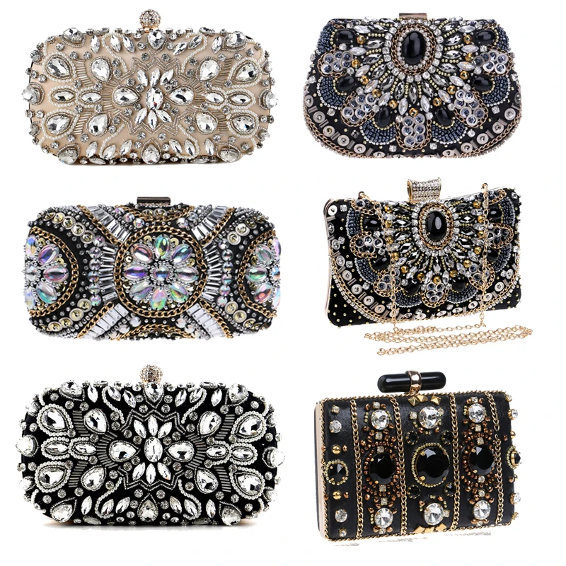 Top Trends: Women's Evening Clutch Bag Party Purse Luxury Wedding Clutch For Bridal Exquisite Crystal Ladies Handbag Apricot Silver Wallet Shoppable Styles