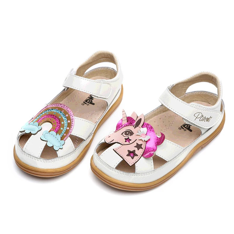 Top Trends: Summer Unicorn Sandals For Kids Sparkle Rainbow Sandals Little Girls Toe-capped Breathable Shoes Toddlers Princess Shoes Leather Shoppable Styles