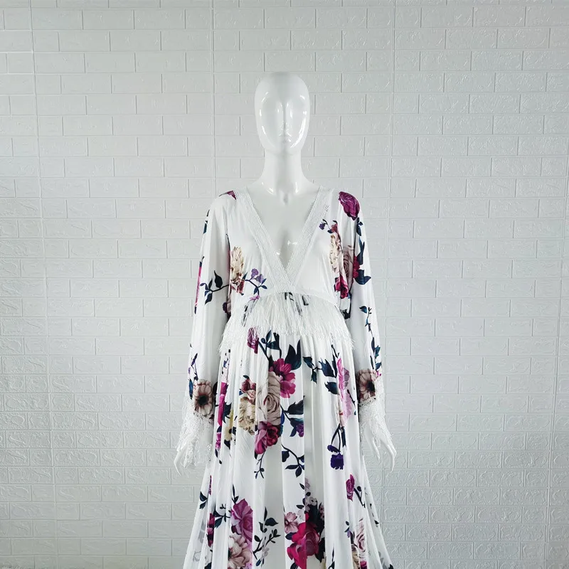 Top Trends: Floral Print Boho Dresses For Maternity Photography Props Vintage Flower Maternity Bohemian Dress For Photo Shoot Shoppable Styles - Image 2