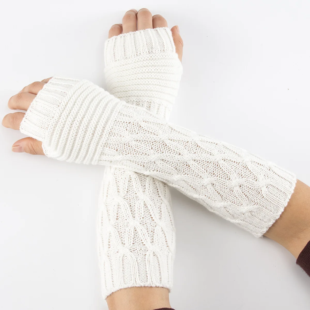 Top Trends: New Women Fingerless Gloves Autumn Winter Half Fingered Gloves Hand Warmer Girls Soft Mitten Arm Sleeves Knitted Work Gloves Shoppable Styles