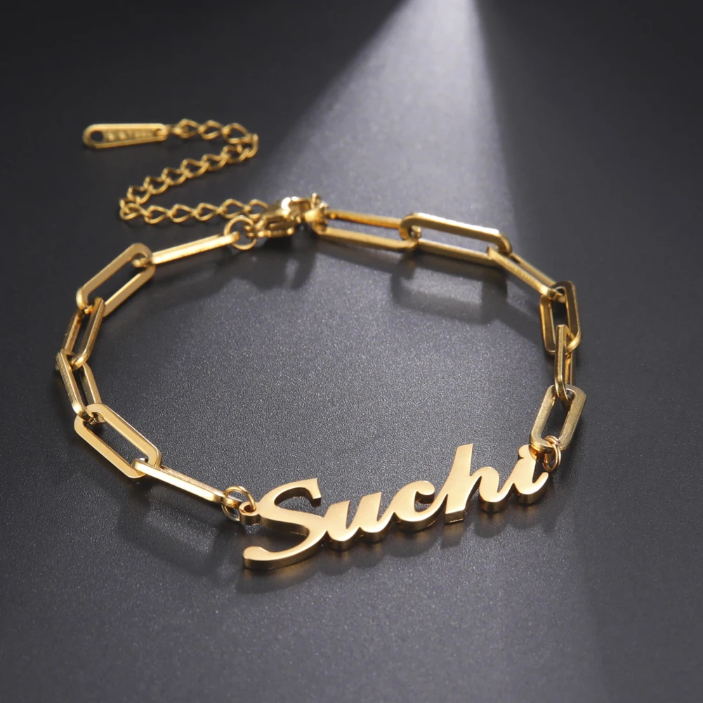 Top Trends: Sipuris Customized Name Bracelet Personalized Stainless Steel Rectangular Chain Letter Bracelet Unique Jewelry Family Gifts New Shoppable Styles