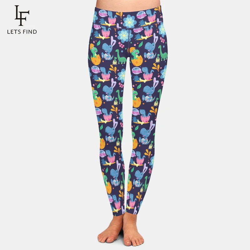 Top Trends: LETSFIND Spring New High Waist Women Leggings 3D Easter Bunny Dinosaurs And Eggs Print Elastic Fitness Full Leggings Shoppable Styles